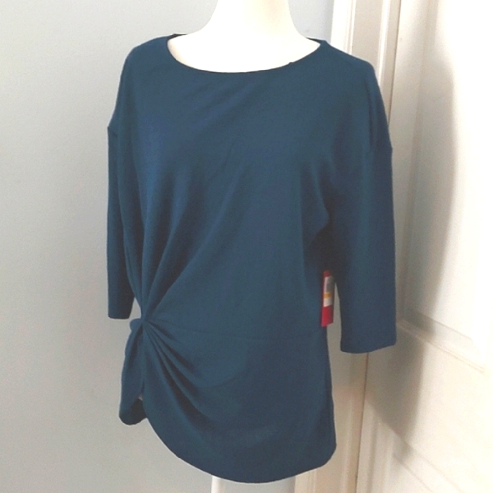 Vince Camuto Long Sleeve Side Cinched Knit Top, Deacon Blue
